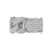 White Gold Personalized ID Cuban Link Fancy Ring With Cubic Zirconia Around