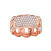 Rose Gold Personalized ID Cuban Link Fancy Ring With Cubic Zirconia Around