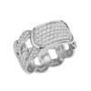 White Gold Diamond Personalized ID Cuban Link Fancy Ring