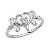 White Gold Dainty Open Heart Diamond Solitaire Rope Design Engagement Ring
