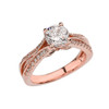 Rose Gold Double Raw CZ Proposal/Engagement Ring With Cubic Zirconia Center Stone