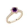 Amethyst and Diamond Yellow Gold Engagement/Proposal Ring