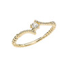 Yellow Gold Dainty Solitaire Diamond Rope Design Engagement/Promise Ring