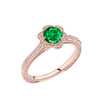 Emerald(LCE) and Diamond Rose Gold Engagement/Proposal Ring