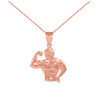 Rose Gold Bodybuilder Charm Sports Pendant Necklace