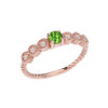 Diamond and Peridot Rose Gold Stackable/Promise Beaded Popcorn Collection Ring