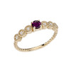 Diamond and Alexandrite(LCAL) Yellow Gold Stackable/Promise Beaded Popcorn Collection Ring