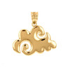 Yellow Gold Swirling Cloud Pendant Necklace