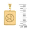Yellow Gold Anti Smoking Cigarette Sign Pendant Necklace