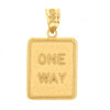 Yellow Gold One Way Street Traffic Sign Pendant Necklace