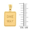 Yellow Gold One Way Street Traffic Sign Pendant Necklace
