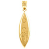 Yellow Gold California Palm Tree Surfboard  Pendant Necklace