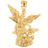 Yellow Gold St Michael The Archangel Pendant Necklace (1.35")