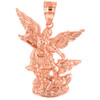 Rose Gold St Michael The Archangel Pendant Necklace (1.35")