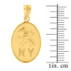 Yellow Gold New York Firefighter Oval Medallion Pendant Necklace