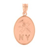 Rose Gold New York Firefighter Oval Medallion Pendant Necklace