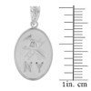 White Gold New York Firefighter Oval Medallion Pendant Necklace