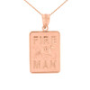 Rose Gold Fire Man Emblem Pendant Necklace