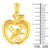 Yellow Gold New York Fire Department Big Apple Firefighter Pendant Necklace