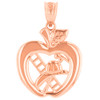 Rose Gold New York Fire Department Big Apple Firefighter Pendant Necklace