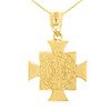 Yellow Gold Saint Benedict Cross Pendant Necklace (1.06")