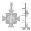 White Gold Saint Benedict Cross Pendant Necklace (1.06")