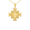 Yellow Gold Saint Benedict Cross Pendant Necklace (0.97")