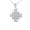 White Gold Saint Benedict Cross Pendant Necklace (0.97")