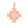Rose Gold Saint Benedict Cross Pendant Necklace (0.97")