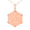 Rose Gold  Firefighter Hexagon Diamond Pendant Necklace