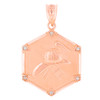 Rose Gold  Firefighter Hexagon Diamond Pendant Necklace