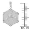 White Gold Firefighter Hexagon Diamond Pendant Necklace