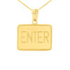 Yellow Gold Enter Exit Street Sign Pendant Double Sided Pendant Necklace