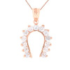 Rose Gold Good Luck Horseshoe Pendant Necklace