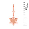 14K Solid Rose Gold Star Pendant Necklace Earring Set