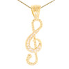 Yellow Gold Music Note Pendant Necklace