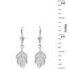 14K Solid White Gold Matte Detailed Textured Leaf Drop Earring Set