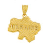 Solid Yellow Gold Country of Ukraine Geography Pendant Necklace