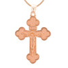 Rose Gold Eastern Orthodox Crucifix Cross Pendant Necklace