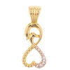 Yellow Gold Infinity Swan Diamond Heart Pendant Necklace