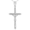 Solid White Gold Passion Cross Crucifix Pendant Necklace 1.63"( 41 mm)