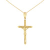 Solid Yellow Gold Passion Cross Crucifix Pendant Necklace 1.23" ( 31 mm )