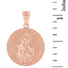 Solid Rose Gold Saint Joseph Diamond Medallion Pendant Necklace  1.15" ( 29  mm)