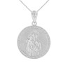 Sterling Silver Saint Joseph CZ Medallion Pendant Necklace  1.04" ( 26 mm)