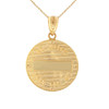 Two Tone Solid Yellow Gold Saint Joseph Diamond Medallion Pendant Necklace  1.04" ( 26 mm)