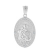 Sterling Silver Saint Joseph CZ Oval Medallion Pendant Necklace 1.16" (29 mm)
