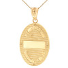 Two Tone Solid Yellow Gold Saint Joseph Diamond Oval Medallion Pendant Necklace 1.16" (29 mm)