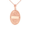 Solid Rose Gold Saint Joseph Diamond Oval Medallion Pendant Necklace 1.02"  (25  mm)