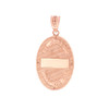 Solid Rose Gold Saint Joseph Diamond Oval Medallion Pendant Necklace 1.02"  (25  mm)
