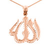 Rose Gold Diamond Cut Allah Pendant Necklace